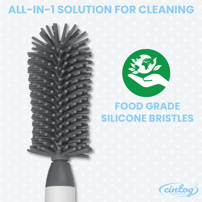 Picture of bristles on a brush showing that it is made of food grade silicone